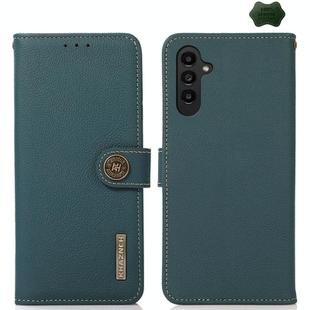 For Samsung Galaxy S24 KHAZNEH Custer Genuine Leather RFID Phone Case(Green)