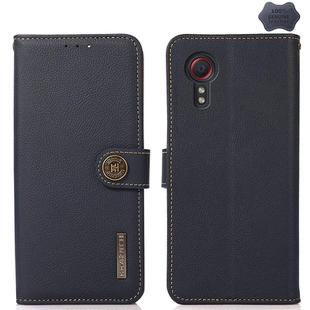 For Samsung Galaxy Xcover7 KHAZNEH Custer Genuine Leather RFID Phone Case(Blue)