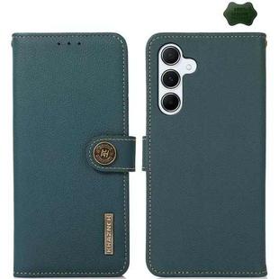For Samsung Galaxy A55 5G KHAZNEH Custer Genuine Leather RFID Phone Case(Green)