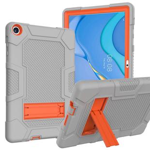 For Huawei MatePad T 10s / T10 Contrast Color Robot B3 Silicone Hybrid PC Tablet Case with Holder(Grey Orange)
