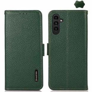 For Samsung Galaxy S24+ KHAZNEH Side-Magnetic Litchi Genuine Leather RFID Phone Case(Green)