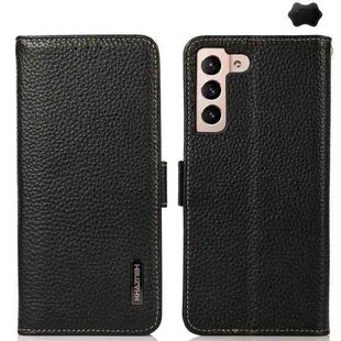 For Samsung Galaxy A35 5G KHAZNEH Side-Magnetic Litchi Genuine Leather RFID Phone Case(Black)