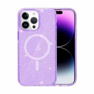 For iPhone 15 Pro Max Terminator Style Glitter Powder MagSafe Magnetic Phone Case(Purple)