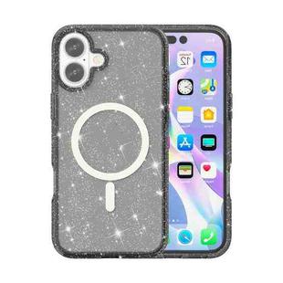 For iPhone 16 Terminator Style Glitter Powder MagSafe Magnetic Phone Case(Black)