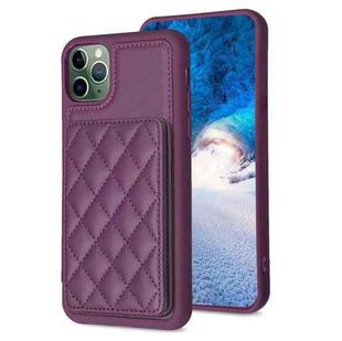 For iPhone 11 Pro Max BF25 Square Plaid Card Bag Holder Phone Case(Dark Purple)