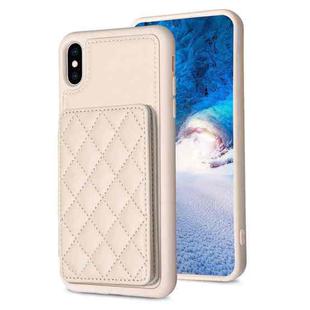 For iPhone X / XS BF25 Square Plaid Card Bag Holder Phone Case(Beige)