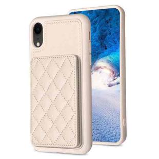 For iPhone XR BF25 Square Plaid Card Bag Holder Phone Case(Beige)