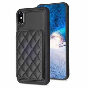 For iPhone XS Max BF25 Square Plaid Card Bag Holder Phone Case(Black)