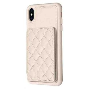 For iPhone XS Max BF25 Square Plaid Card Bag Holder Phone Case(Beige)