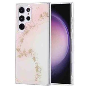 For Samsung Galaxy S23 Ultra 5G Coloured Glaze Marble Phone Case(Pink White)