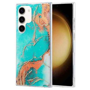 For Samsung Galaxy S23+ 5G Coloured Glaze Marble Phone Case(Green Gilt)