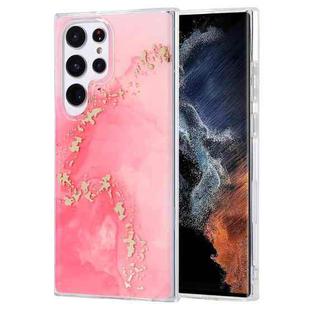 For Samsung Galaxy S22 Ultra 5G Coloured Glaze Marble Phone Case(Pink Gold)