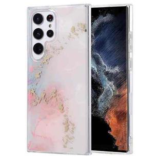 For Samsung Galaxy S22 Ultra 5G Coloured Glaze Marble Phone Case(White Gold)