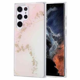 For Samsung Galaxy S22 Ultra 5G Coloured Glaze Marble Phone Case(Pink White)