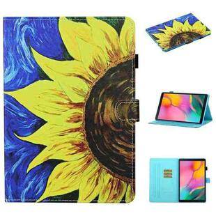 For Samsung Galaxy Tab S6 Lite P610 / P615 Colored Drawing Stitching Horizontal Flip Leather Case, with Holder & Card Slots(Sunflower)