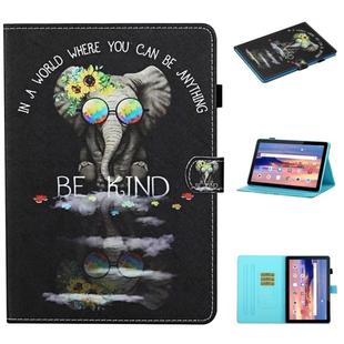 For Huawei MediaPad T5 Colored Drawing Stitching Horizontal Flip Leather Case, with Holder & Card Slots(Spectacle)
