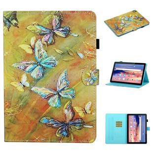 For Huawei MediaPad T5 Colored Drawing Stitching Horizontal Flip Leather Case, with Holder & Card Slots(Butterfly)