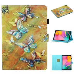 For Samsung Galaxy Tab A 10.1 (2019) T510 Colored Drawing Stitching Horizontal Flip Leather Case, with Holder & Card Slots(Butterfly)