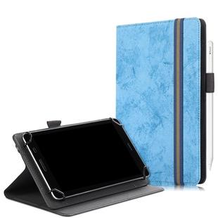 For 7-8 inch Marble Cloth Texture Horizontal Flip Universal Tablet PC Leather Case with Pen Slot & Holder(Sky Blue)