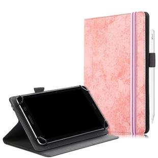 For 7-8 inch Marble Cloth Texture Horizontal Flip Universal Tablet PC Leather Case with Pen Slot & Holder(Pink)
