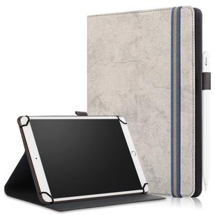 For 9-11 inch Marble Cloth Texture Horizontal Flip Universal Tablet PC Leather Case with Pen Slot & Holder(Grey)