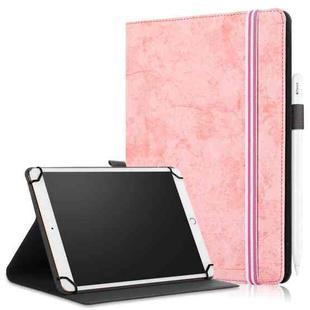For 9-11 inch Marble Cloth Texture Horizontal Flip Universal Tablet PC Leather Case with Pen Slot & Holder(Pink)