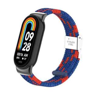 For Xiaomi Mi Band 8 / 8 NFC Metal Head + Nylon Braided Steel Buckle Watch Band(Blue Red)