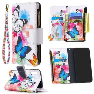 For Samsung Galaxy A01 Colored Drawing Pattern Zipper Horizontal Flip Leather Case with Holder & Card Slots & Wallet(Two Butterflies)
