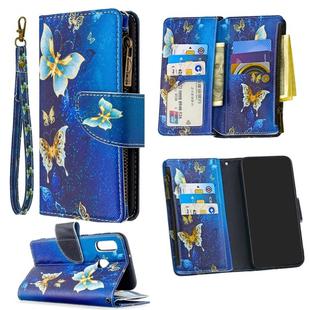 For Samsung Galaxy A01 Colored Drawing Pattern Zipper Horizontal Flip Leather Case with Holder & Card Slots & Wallet(Gold Butterfly)