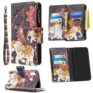 For Samsung Galaxy A01 Colored Drawing Pattern Zipper Horizontal Flip Leather Case with Holder & Card Slots & Wallet(Flower Elephants)