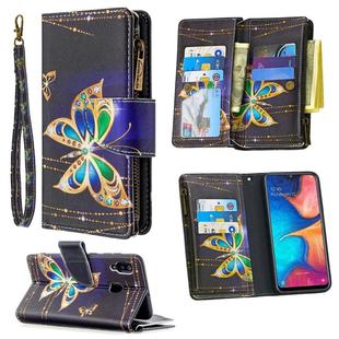 For Samsung Galaxy A30 Colored Drawing Pattern Zipper Horizontal Flip Leather Case with Holder & Card Slots & Wallet(Big Butterfly)