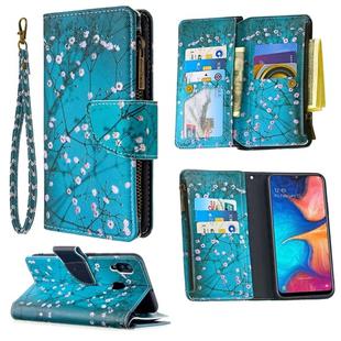 For Samsung Galaxy A30 Colored Drawing Pattern Zipper Horizontal Flip Leather Case with Holder & Card Slots & Wallet(Plum Blossom)