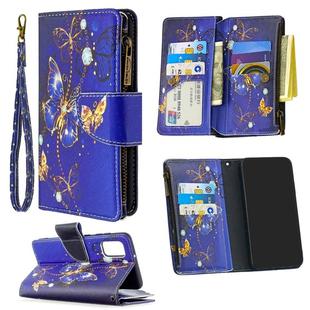 For Samsung Galaxy A41 Colored Drawing Pattern Zipper Horizontal Flip Leather Case with Holder & Card Slots & Wallet(Purple Butterfly)