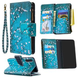 For Samsung Galaxy A50 Colored Drawing Pattern Zipper Horizontal Flip Leather Case with Holder & Card Slots & Wallet(Plum Blossom)