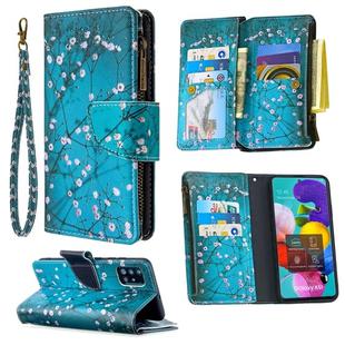 For Samsung Galaxy A51 Colored Drawing Pattern Zipper Horizontal Flip Leather Case with Holder & Card Slots & Wallet(Plum Blossom)