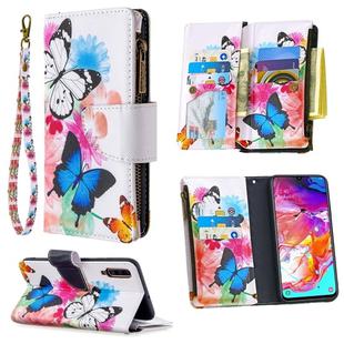 For Samsung Galaxy A70 Colored Drawing Pattern Zipper Horizontal Flip Leather Case with Holder & Card Slots & Wallet(Two Butterflies)