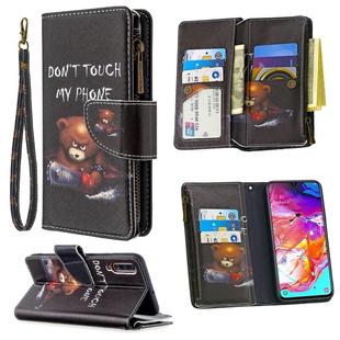 For Samsung Galaxy A70 Colored Drawing Pattern Zipper Horizontal Flip Leather Case with Holder & Card Slots & Wallet(Bear)