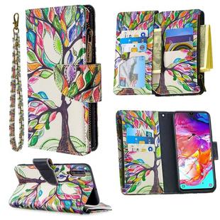 For Samsung Galaxy A70 Colored Drawing Pattern Zipper Horizontal Flip Leather Case with Holder & Card Slots & Wallet(Tree)