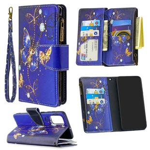 For Samsung Galaxy A71 Colored Drawing Pattern Zipper Horizontal Flip Leather Case with Holder & Card Slots & Wallet(Purple Butterfly)