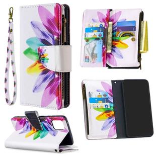 For Samsung Galaxy A81 Colored Drawing Pattern Zipper Horizontal Flip Leather Case with Holder & Card Slots & Wallet(Sun Flower)