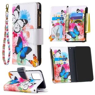 For Samsung Galaxy A91 Colored Drawing Pattern Zipper Horizontal Flip Leather Case with Holder & Card Slots & Wallet(Two Butterflies)