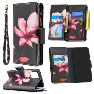 For Samsung Galaxy A91 Colored Drawing Pattern Zipper Horizontal Flip Leather Case with Holder & Card Slots & Wallet(Lotus)