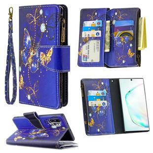 For Samsung Galaxy Note 10 Plus Colored Drawing Pattern Zipper Horizontal Flip Leather Case with Holder & Card Slots & Wallet(Purple Butterfly)