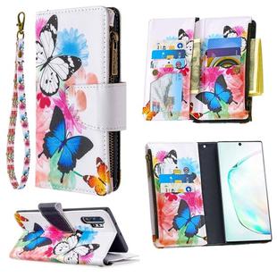 For Samsung Galaxy Note 10 Plus Colored Drawing Pattern Zipper Horizontal Flip Leather Case with Holder & Card Slots & Wallet(Two Butterflies)