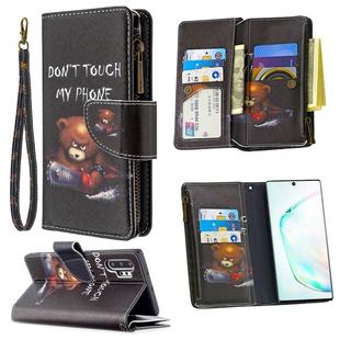For Samsung Galaxy Note 10 Plus Colored Drawing Pattern Zipper Horizontal Flip Leather Case with Holder & Card Slots & Wallet(Bear)