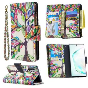 For Samsung Galaxy Note 10 Plus Colored Drawing Pattern Zipper Horizontal Flip Leather Case with Holder & Card Slots & Wallet(Tree)