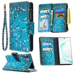 For Samsung Galaxy Note 10 Plus Colored Drawing Pattern Zipper Horizontal Flip Leather Case with Holder & Card Slots & Wallet(Plum Blossom)