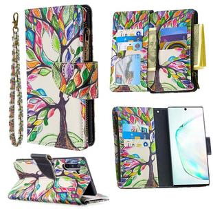 For Samsung Galaxy Note 10 Colored Drawing Pattern Zipper Horizontal Flip Leather Case with Holder & Card Slots & Wallet(Tree)