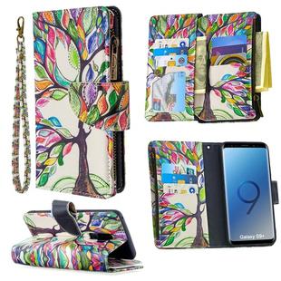 For Samsung Galaxy S9 Plus Colored Drawing Pattern Zipper Horizontal Flip Leather Case with Holder & Card Slots & Wallet(Tree)