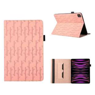 For iPad Pro 12.9 2022 / 2021 Lucky Bamboo Pattern Leather Tablet Case(Pink)